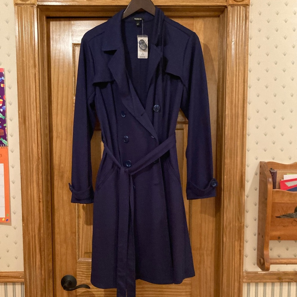 Torrid Brushed Ponte Trench Coat - Navy - size 1 - NWT